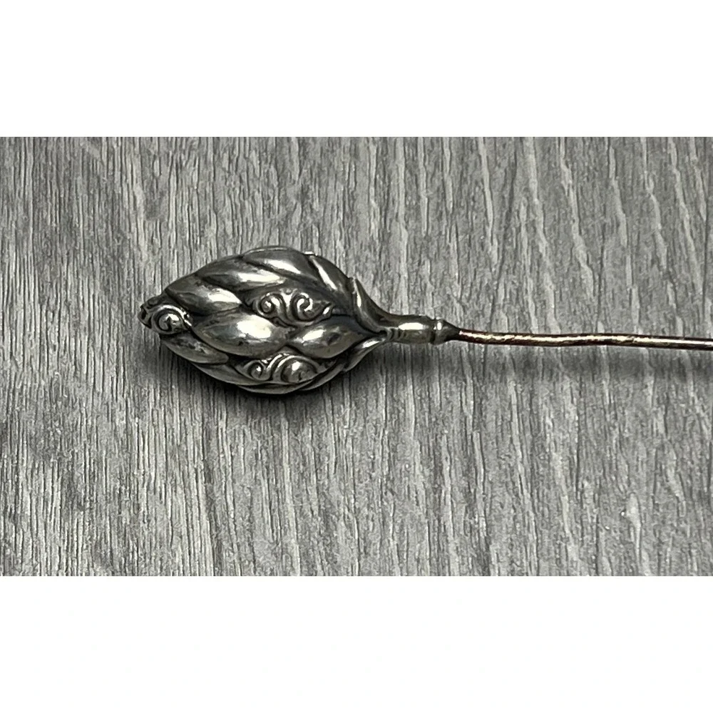Antique Sterling Silver Artichoke Thistle Bud Hat Pin Victorian Edwardian
